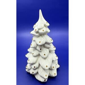 Vintage Ceramic Christmas Tree Heavy glaze With Jewels Holiday Craft Project 6"